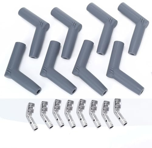 AC PERFORMANCE 45 Degree Replacement Spark Plug Wire Silicone Boot and Terminal Kits for 7mm-8.5mm Wire, Pack of 8