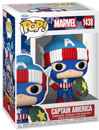 Funko Pop! Marvel: Holiday – Capt. Captain America - Marvel Comics - Vinyl-Sammelfigur - Geschenkidee - Offizielle Handelswaren - Spielzeug Für Kinder und Erwachsene - Comic Books Fans