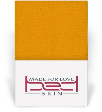 Bedskin Premium Topper Spannbettlaken 160x200cm, bis 8 cm Topperhöhe - Jersey Spannbettlaken für Boxspringbett, 100% Buamwolle Spannbetttuch - Orange