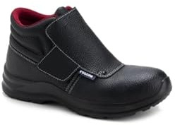 Rossini PPRC880 Prometeo Scarpa da Lavoro Alta Saldatore S3 Unisex in Pelle Fiore Fodera Interna Tallone antishock (Nero/Rosso, Sistema Taglie Calzature EU, Adulto, Uomo, Numero, Media, 43)