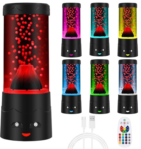 Diealles Shine Lavalampe Kinder, 16 Farben Vulkan Lavalampe Rot mit Fernbedienung, Lava Lampe LED für Weihnachten Geschenke Kinder, Zuhause Stimmungslicht Dekoration