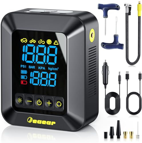 Oeaear Electric Air Pump with Tire Repair Kits (Including Lubricant), 12000 mAh Dual Cylinder Electric Air Pump, 150 PSI Compressor Air Pump, with Digital Display and LED Light, for SUV Cars