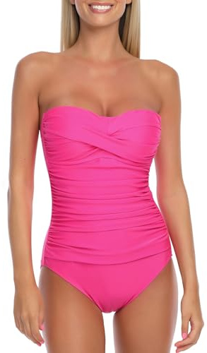 Ocean Blues Women’s Bandeau One Pieces Swimsuit Molded Cups Bathing Suit
