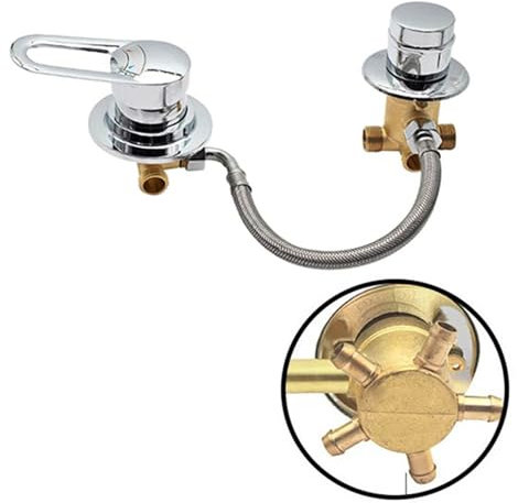 5 Way Split Shower Diverter Valve Solid Brass Cold & Hot Water Mixer Bathroom Faucet Tap for Shower Cabin/Steam Room Intubation Compatible