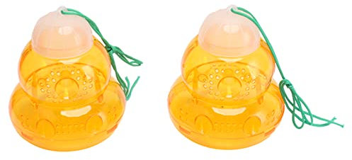 2pcs Gourd Gourd Piège D'abeilles Suspendu, Receveur de Guêpe Robuste et en Toute sécurité avec 6 Entrées, Facile à Utiliser pour Les Jardins, Les Fermes, Les Terrasses (Orange)