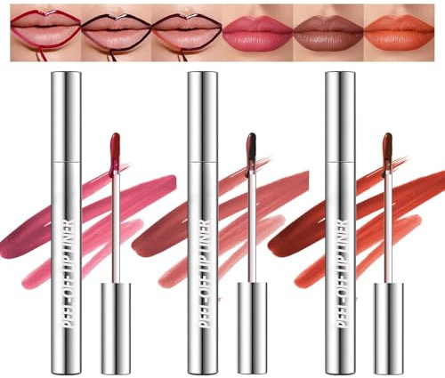Gireatick Peel Off Lip Stain Tattoo Set, 3 Colors Matte Tattoo Peel Off Lip Liner Set, Matte Finish Waterproof Lip Liner Pencil, Long-lasting Waterproof Highly Pigmented Color Lip Makeup