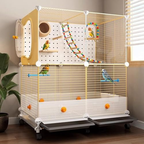 Cage A Oiseaux, Grande Cage Perruche, avec Roues, Facile À Déplacer À L'intérieur, avec Déflecteur, for La Plupart des Oiseaux et des Pinsons(72 * 36 * 82cm/28 * 14 * 32in)