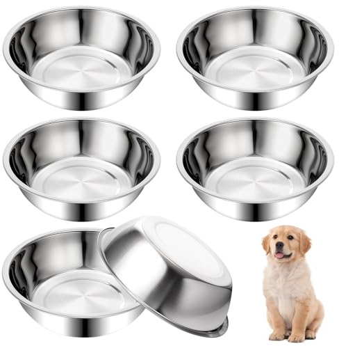 6 cuencos de metal de acero inoxidable para perros, cuenco de metal de 15 onzas para alimentos y agua, cuencos gruesos y duraderos para mascotas, cuenco ligero para perros pequeños, medianos y grandes