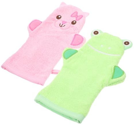 HONITANO 2 pièces Exfoliants Réutilisables pour Garçon Fille Mitaines Bain Animaux Mignons Accessoires de Bain Doux pour Gommage Corps Visage Garçon Fille