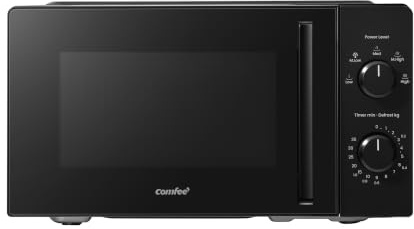 COMFEE' 20L Compact Black Microwave Oven, 700W Solo Manual Countertop Microwave with 5 Power Levels, Quick Defrost, Easy Clean, Dial Timer, Ideal for Small Kitchens - CMO-MM20L2NFPF(BK)