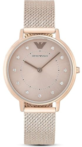 Emporio Armani Uhr für Damen , Zweizeiger Uhrwerk, 32mm Rosa Edelstahlgehäuse mit Edelstahlarmband, AR11129