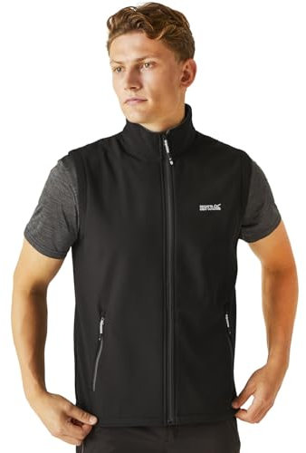Regatta Herren Bradwell Iii' Full Zip Wind Resistant Softshell Gilet Westen, Schwarz, 3XL EU