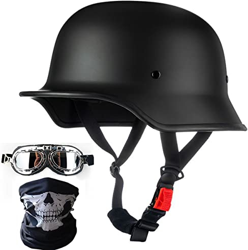 Vintage Motorradhelm Mit Fliegerbrille Wehrmacht Helm Brain-Cap Halbhelm Jet Helm ECE-Zertifizierter Scooter Moped Helm Schutzhelm D,M=54~57cm
