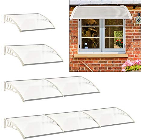 The Fellie Rain Canopy Door Canopy Awning Front Door Canopy for Outdoor Window Porch Shade Patio Roof Cover UV Protection, (Cream White/L190xW100xH28cm)