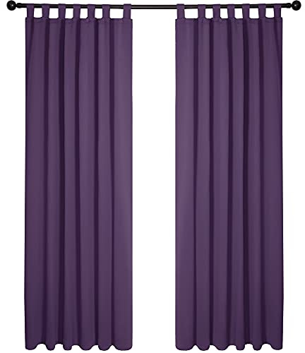 Deconovo Super Soft Tab Top Blackout Curtains - Thermal Insulated Energy Saving Kids Bedroom Curtains, 55 x 110 Inch Purple Grape, 2 Panels