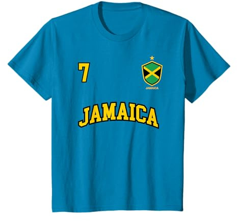 Équipe Football Jamaïque Sports Nombre 7 Drapeau Jamaïquain T-Shirt