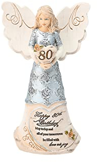 Pavilion Gift Company 80th Birthday - 6 Angel Holding a Heart, Beige