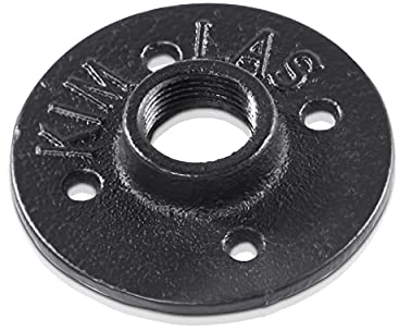 pamo Temperguss Fitting Rohrflansch 3/4 Zoll für DIY Kleiderstange im Industrial Loft Design | TELLER | pulverbeschichtet Wasserrohr in schwarz für Do-It-Yourself Garderobe/Kleiderschrank