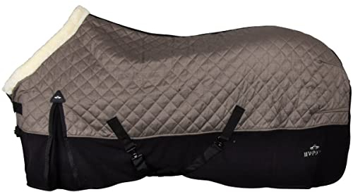 HV Polo Manta para establo temporal HVPFrancis con cuello de piel sintética y correas cruzadas (125 cm), color gris oscuro