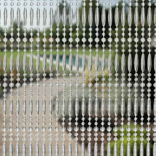 Trente Cortina de Cuentas – Varios tamaños y Colores, mosquitera para Puerta de balcón, protección contra Insectos, Cortina de Cuentas Transparente 100 x 230 cm