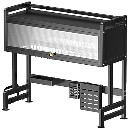 2-Tier Over The Sink Dish Drying Rack, Multifunction Drainer Rack Kitchen Sink Shelf (L)