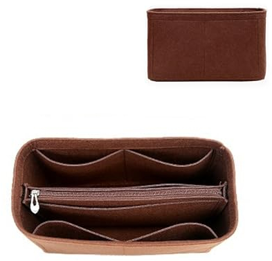 Mausouca Filz-Handtaschen-Organizer mit Reißverschluss, Taschen-Organizer-Einsatz für Damen, perfekt für Tragetaschen Neverfull Tote (Kaffee, klein)