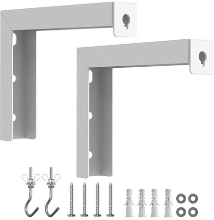 FONGKNOX 2 PCS Universal Projector Screen with L Bracket, Adjustable Extension, with Hook for Manual Wall or Ceiling Mount (White)