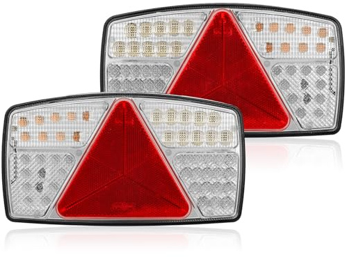 SPARKMOTO 2 x Pilotos Traseros LED Remolque Homologados 12/24V, Luces Traseras LED Para Remolque Camion Caravanas, Pilotos Led Remolque Sumergibles Con Luz De Posición Lateral Ámbar
