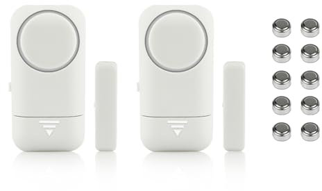 Shackcom 2pcs Fensteralarm Türalarm Selbstklebend Alarm Fenster 120dB mit Wireless Magnetsensor für Home Security Einbruchschutz Türalarmsensor mit Batterien