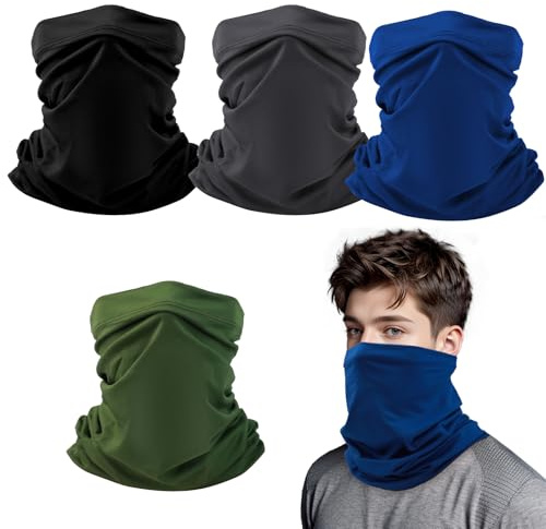 DYMHQ 4 Pack Bandana Scarf Set, Neck Gaiter Face Cover for Sports Men Women | Elastic Breathable Fabric Offers Comfortable Fit, Usable as Winter Warmer, Snood or Uv Guard for Outdoor Training