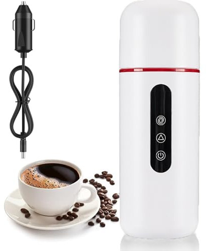 Hervidor eléctrico para coche, 420 ml, 12 V/24 V, taza de hervidor de agua portátil con control de temperatura, revestimiento de acero inoxidable 304 y apagado automático, agitación magnética