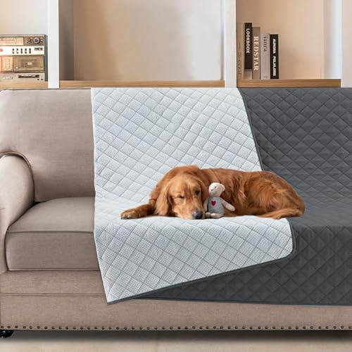 BellaHills Cubre Sofa Perros 102x127CM, Funda Sofa Mascotas Impermeable Lavable, Antihuellas, Gris