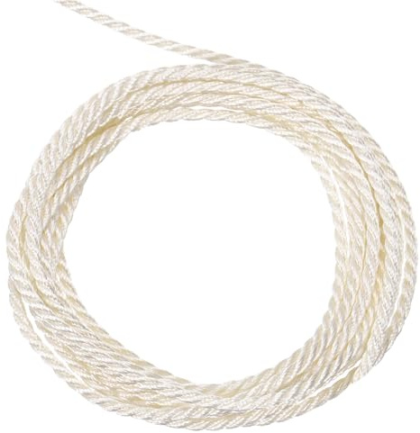 QUARKZMAN Corda Intrecciata in Poliestere 2.5mm 3 Strati Cordino Decorativo Ritorto Flessibile Brillante per Tenda Artigianato Regalo Borsa Decorazioni Natalizie, Bianco Crema - 11ft