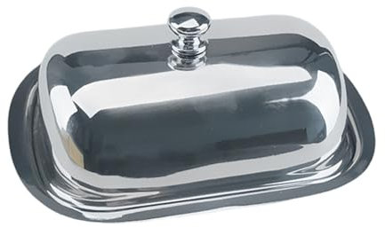 Uqezagpa Mantequera de acero inoxidable con tapa, recipiente de almacenamiento de pasteles, pan, frutas, para nevera o pastelería, servicio de desayuno