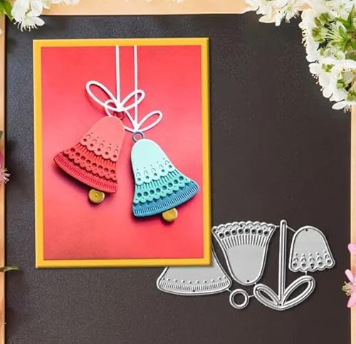 Merry Christmas Bell Flowers Wedding Cake Greeting Card Metal Die Cuts,Snowflake Flower Leaf Cutting Dies Cut Stencils DIY Scrapbooking Decorative Embossing Paper Scrapbooking Card Making