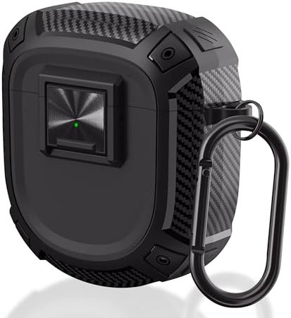 QC Ultra fodral med lås stötsäkert skyddande fodral kompatibelt med Bose QuietComfort Ultra Earbuds (2023)/Bose QuietComfort öronsnäckor II (2022) fodral med säkerhetslås och karbinhake (svart)