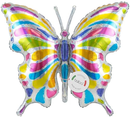 balloa Folieballong XXL Pastel Glitter Fjäril, Heliumballong Djurmotiv, Luftballong Fjärilar för Fest, Barnfödelsedagsdekoration, Present till Födelsedagen, Festdekoration Fjärilsballong, 71cm