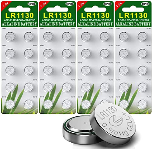 LR1130 AG10 Paquet de 40 Piles Bouton alcaline de la Pile