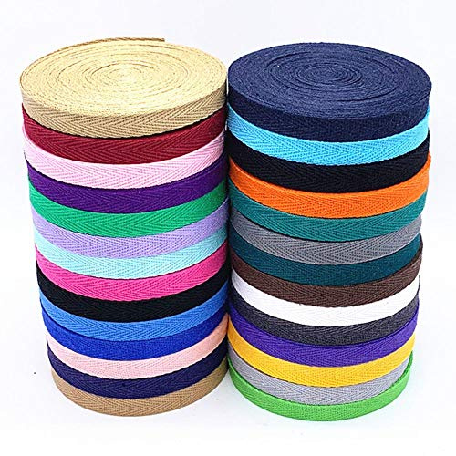 MoonyLI - Bolsa de Algodón para Cinturón, Diseño de Espiga, Cinta de Sesgo y Encuadernación para Manualidades, Tela, Delantal, Costura (28 Yardas, 28 Colores, 10