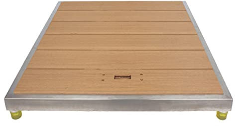 Elbe®Élément de Douche Panneau de Sol extérieur en WPC avec Cadre en Acier Inoxydable, élévation du Pied en Caoutchouc et Surface antidérapante en WPC, complément Optimal du Tapis de Sol