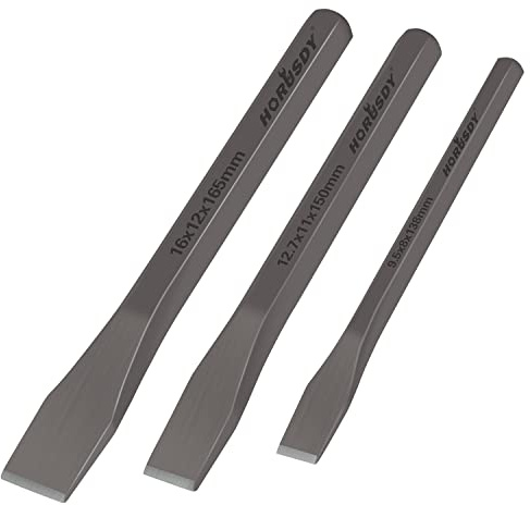 HORUSDY 3-Piece Heavy-Duty Cold Chisel Set, 3/8, 1/2, 5/8 Metal Chisels, Drop-Forged Cr-V Steel for Woodworking, Metalworking, Masonry & Carpentry