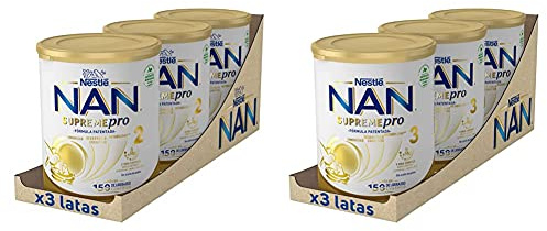 NAN Supreme 2 Leche De Continuación En Polvo Premium 3 latas x 800 g + Supreme 3 Leche De Crecimiento En Polvo Premium, 3 latas x 800 g