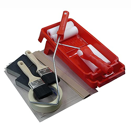Set for Door Painting 19 Pieces with Paint Roller Paint Brush Abrasive Tape