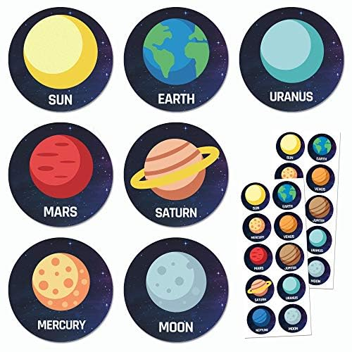 600 Stück - Weltraum Planeten Sticker Aufkleber - 60 Blätt, 40mm