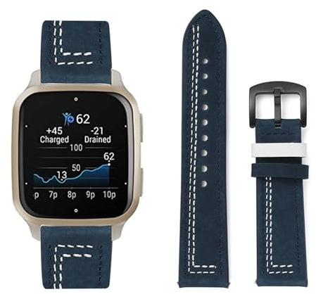 HAZARA Lederarmband Kompatibel für Garmin Venu Sq Armband Leder Armband Weiches Echtleder für Herren Damen Ersatzarmband Einstellbar Armbänder mit Garmin Venu Sq (K,Leder)