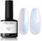 MODELONES Vernis Semi Permanent Bleu, 15 ML Vernis Gel UV Semi Permanent Bleu Perle Effet, Vernis à Ongles Gel Pour Manucure Francaise, Durci Par LED, Nail Art