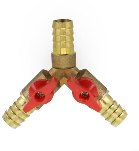 3 Way Hose Connector, Brass Ball Valve For Fuel, Gas, Water, Oil, Y Shut Off Ball Valve Brass Hose Fitting Splitter(12mm)