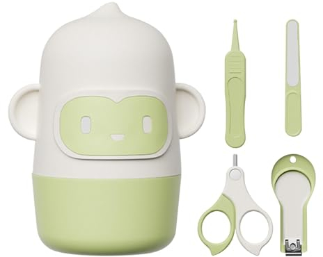 Qiwieod Nagelpflegeset Für Babys, 4-in-1-Baby-Nagelpflege-Set Mit Etui | Pflegepflege-Nagelknipser, Set Mit Baby Nagelschere, Mit Nagelknipser, Nagelschere, Nagelfeile Und Pinzette Für Kinder