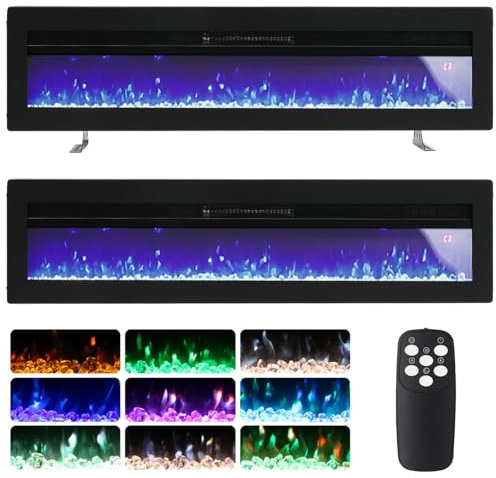 WarmieHomy 3 in 1 Electric Fire 102cm Freestanding/Recessed/Wall Mounted Electric Fireplace, Medial Wall Fireplace 40 inch with Remote Control, 9 Flame Colors & 2 Heating Mode 900W&1800W Adjustable