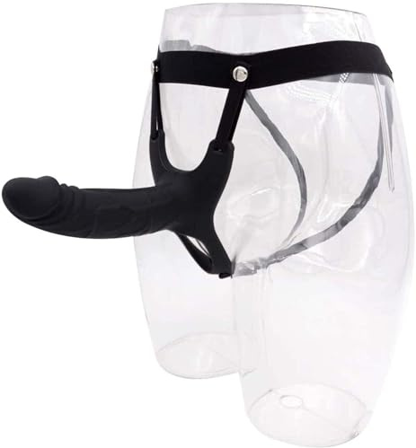 YYJYZH Pantalones de consolador grande hueco BDSM, funda for pene, cinturón con correa, consoladores con correa y arnés ajustable, juguetes sexuales de consolador grande for hombres(Blackschwarz,M)